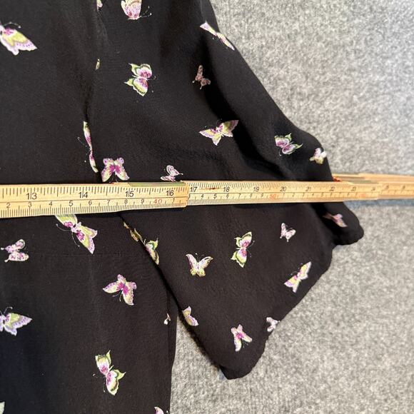 Stockholm Atelier Dress Womens 6 Black Butterfly Flared Sleeve Midi Boho Asian - Picture 10 of 10